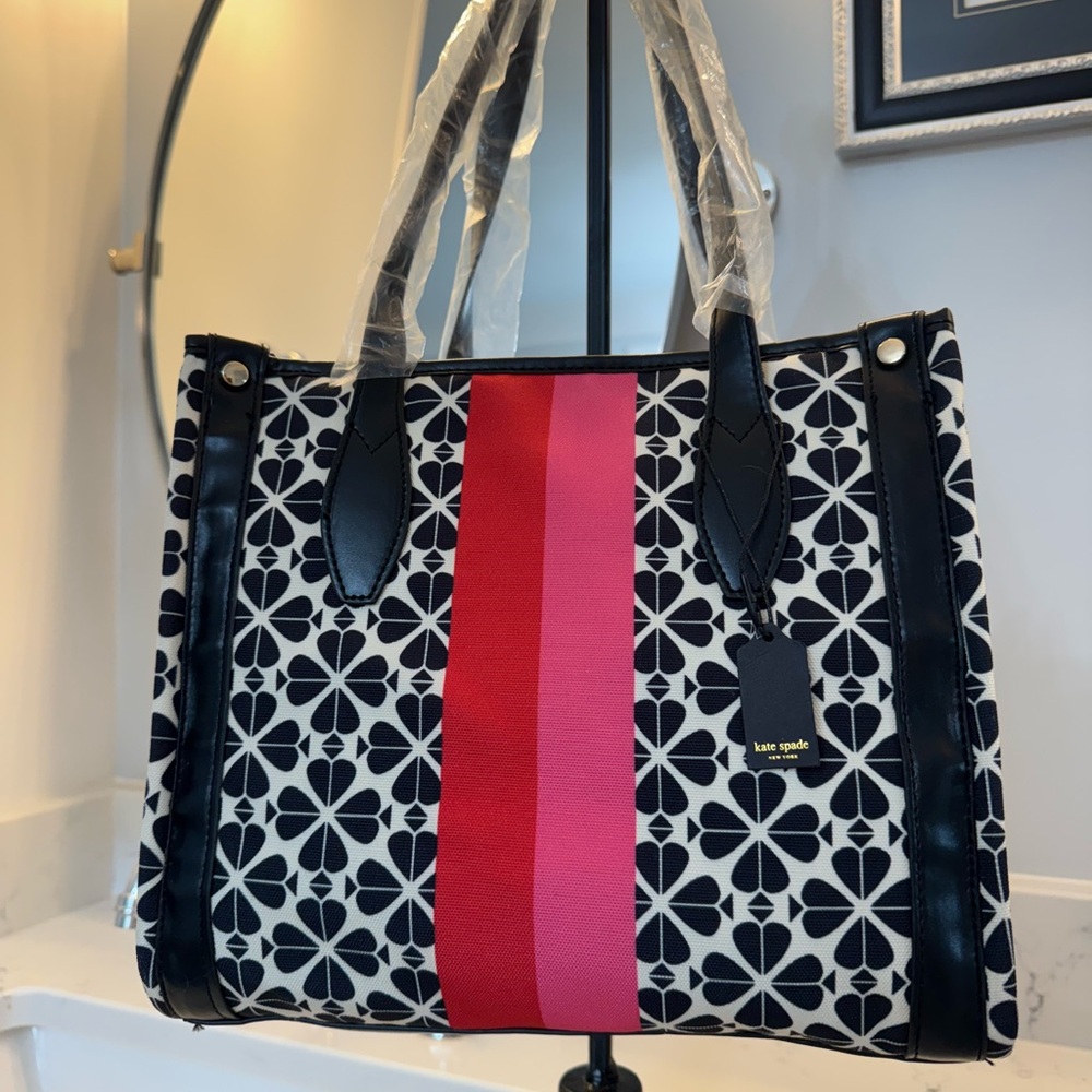 kate spade new york   Everything Spade Flower Jacquard Stripe Large Tote